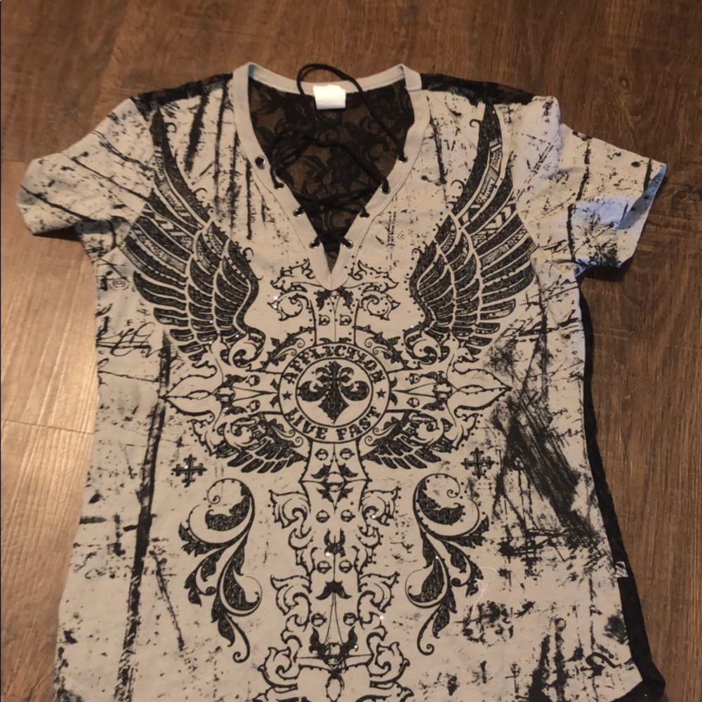 Affliction lace up tee